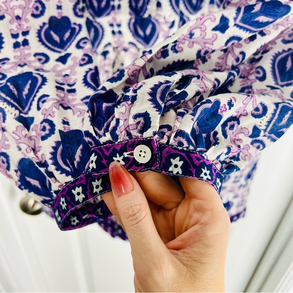 Sea New York Brigitte Border Ruffle Romper in Violet Purple Cotton 4 Small - Picture 8 of 15